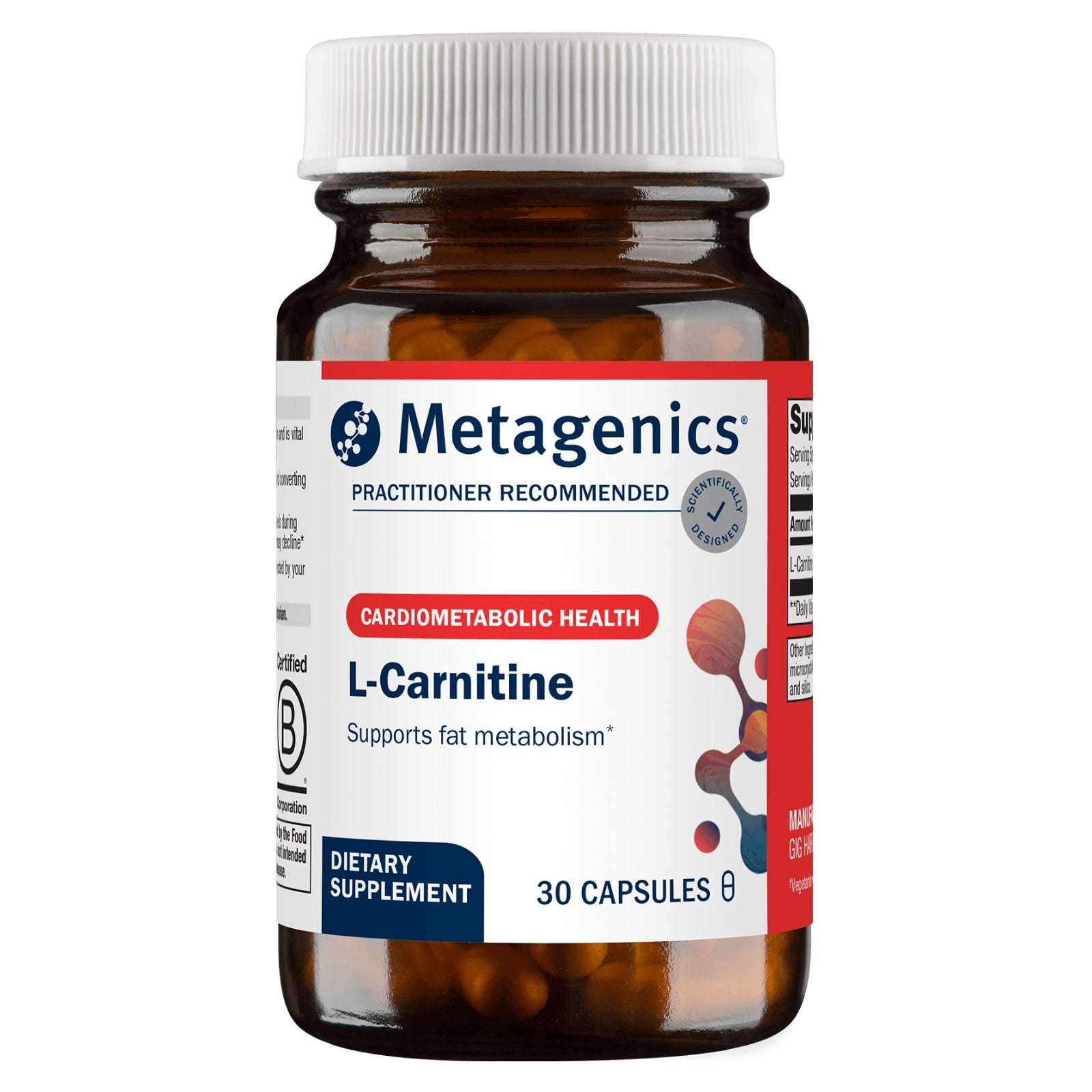 Metagenics, L-Carnitine, 30 Capsules UPC 755571953339 | HiLife Vitamins